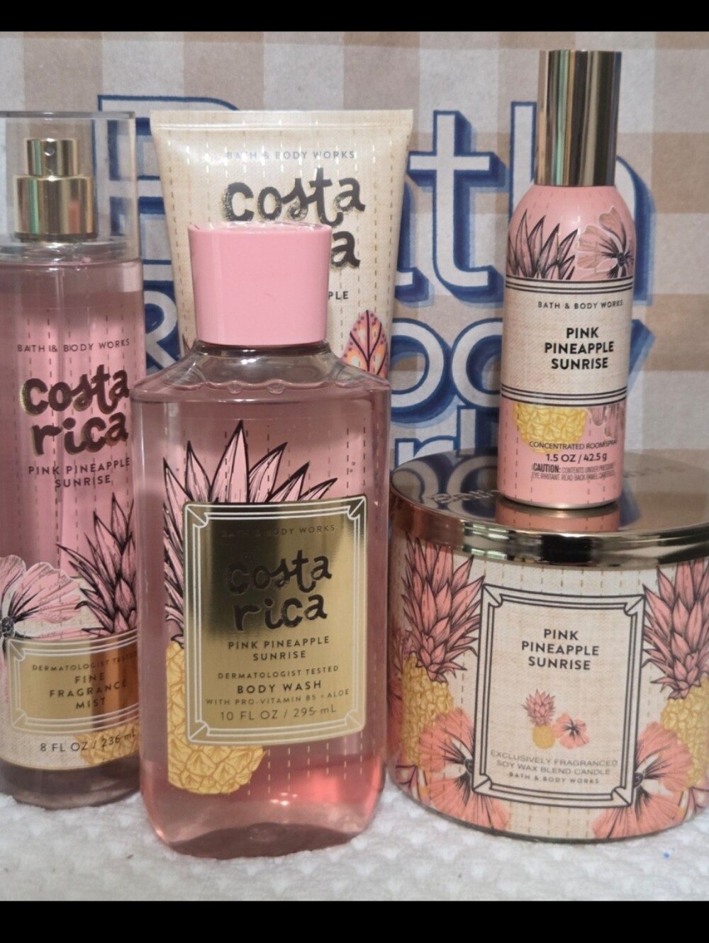 Bath & Body Works Pink Pineapple Sunrise Bundle 5PC New!♡♡